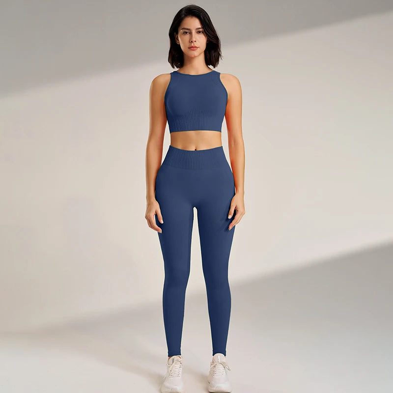 Women High Waist Leggings & Top Set