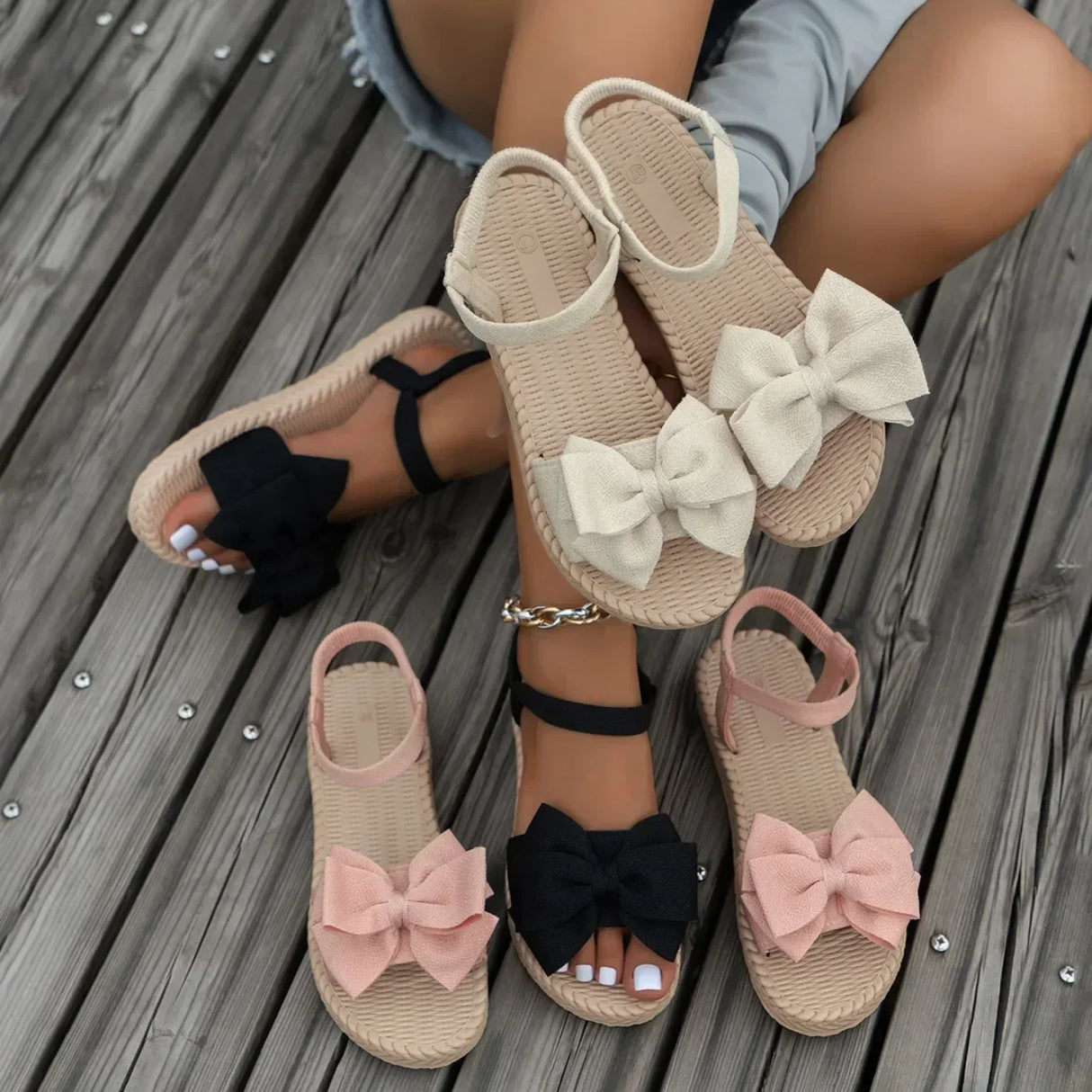 Women Platform Bow Tie Sandals Summer Slides