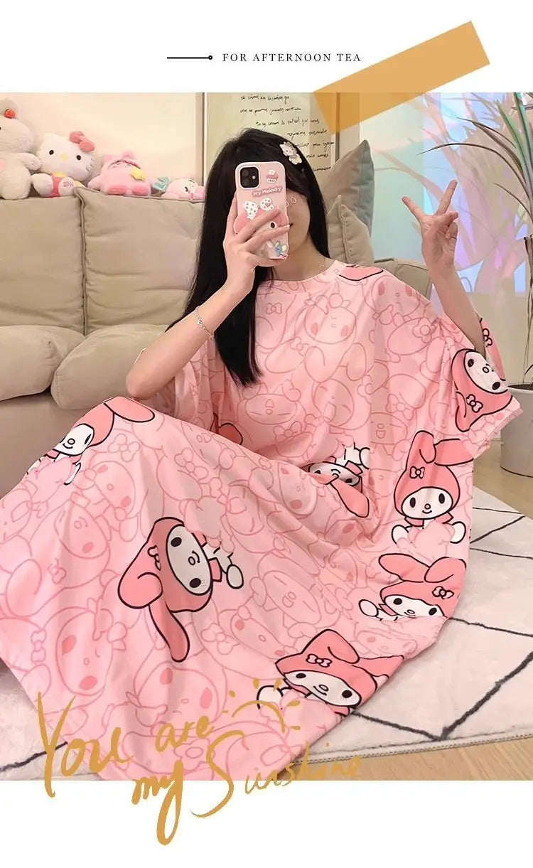 Women Cartoon Print Long Nightgown