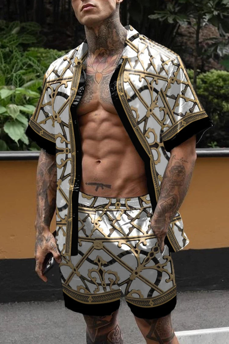 Men Hawaiian Floral Shorts Set