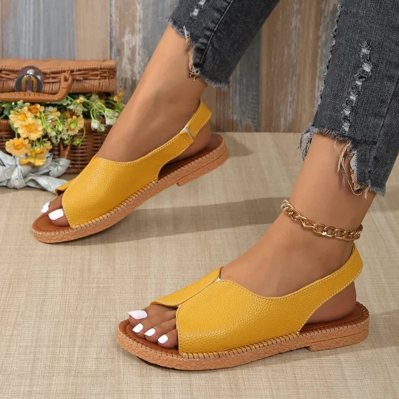 Women Open Toe Flat Sandals Summer Casual