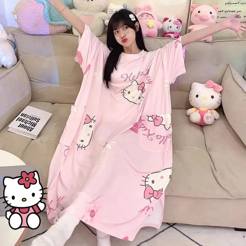 Women Cartoon Print Long Nightgown