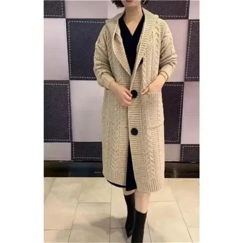 Women Twists Long Knit Cardigan