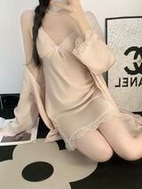 Women Satin Robe Nighty Set