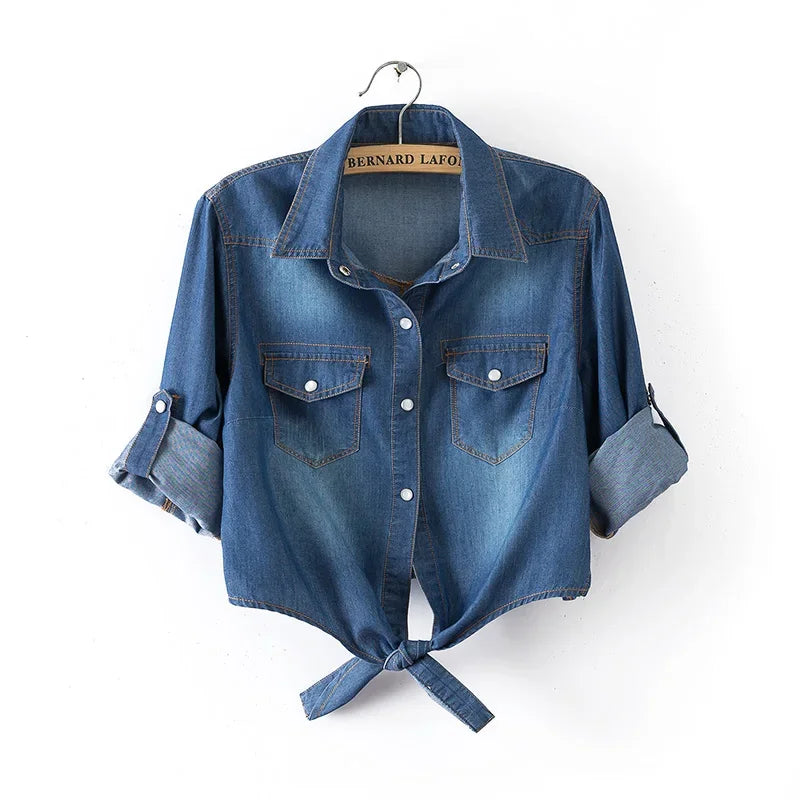 Women’s Y2K Cropped Halter Denim Jacket