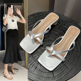 Women Summer Half-Toe Flip-Flops – Casual Mid-Heel Chunky Sandals