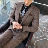 Men Plaid 3-Piece Business Suit
