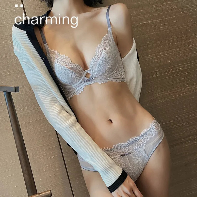 Women Hollow Lace Bra Set