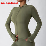 Women's Zip Long Sleeve Yoga Jacket – Slim Fit Gym Training Top