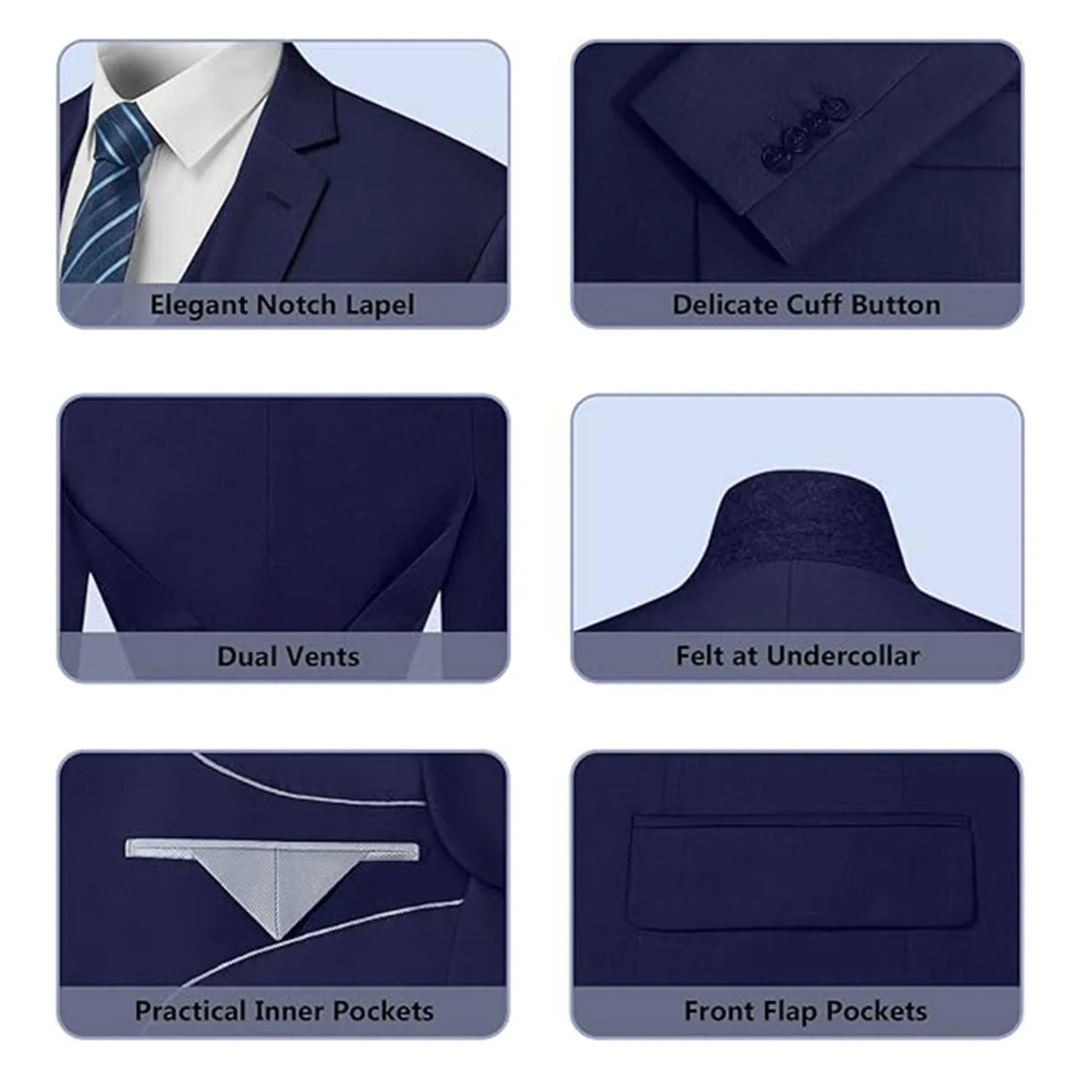 Men Slim Fit 3-Piece Formal Suit