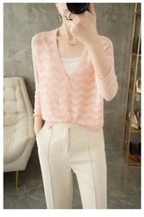 Women Knitted V-Neck Sun Protection Cardigan