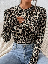 Leopard Print Bodysuit Women – Long Sleeve Top