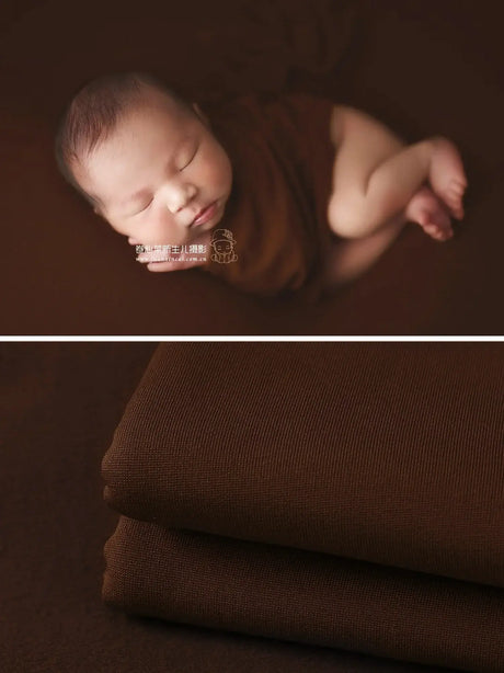 Newborn soft wrap blanket in rich brown color, perfect for baby photography, made with soft, safe materials.