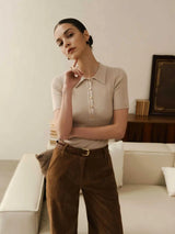 Women's Ribbed Short Sleeve Pullover