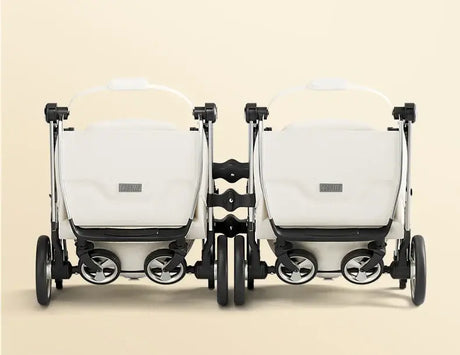 Twins baby stroller with foldable aluminum frame, designed for children aged 0-6 years, showcasing dual seats.
