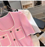 Women Square Neck Knit T-Shirt