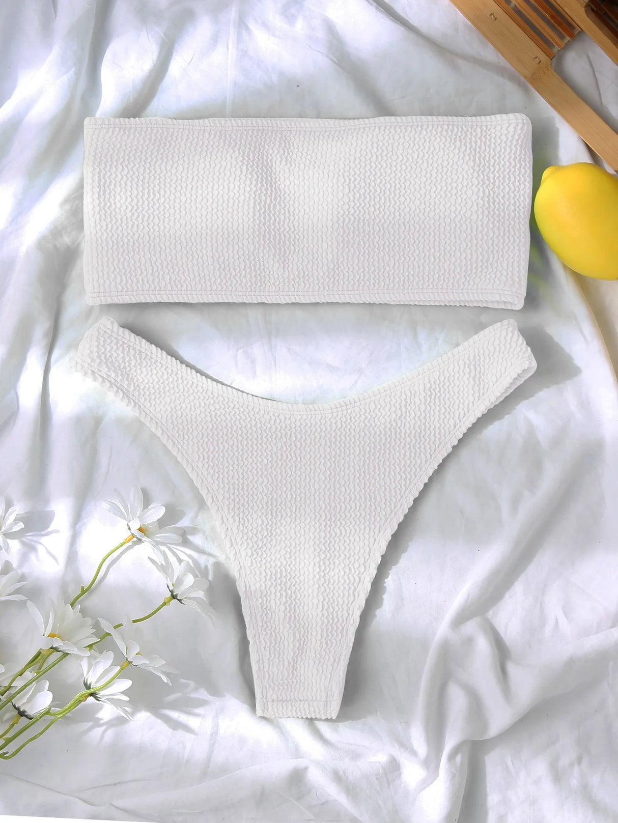 Textured High Cut Bikini