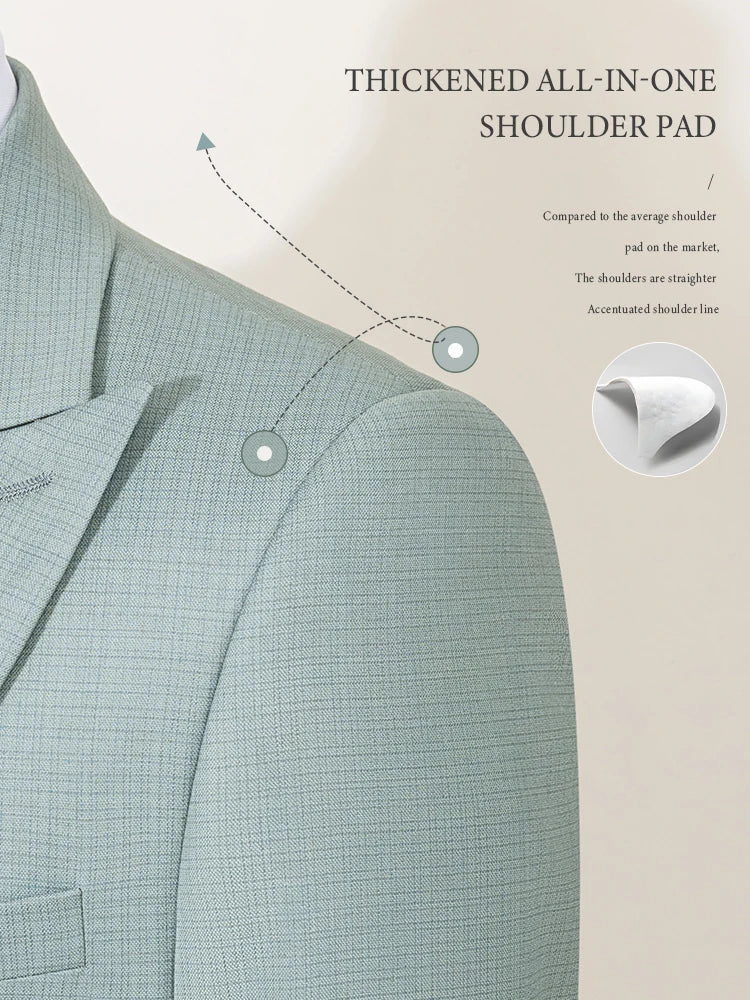 Men Slim Fit Green Summer Suit