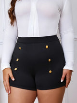 Women Plus Size Button Detail Shorts