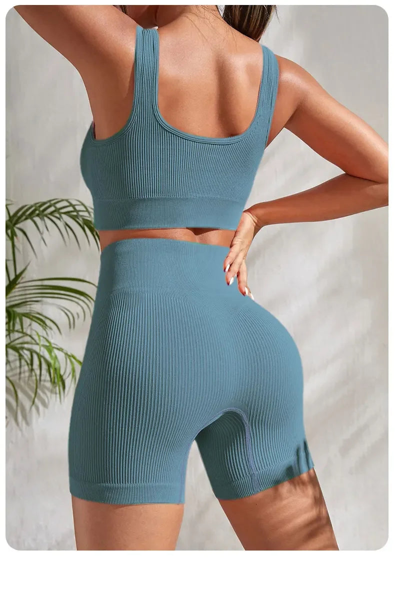 Women Seamless Ribbed Yoga Set