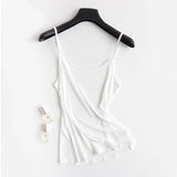 SilkAura™ Silk Blend Knit Camisole in white, soft and breathable summer tank top for women.