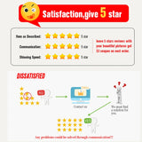 Infographic promoting 5-star reviews and customer satisfaction with email support for solutions.