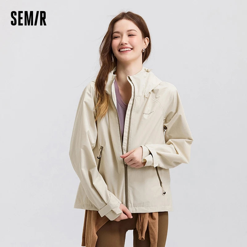 Women's Windproof Raglan Hooded Spring Jacket