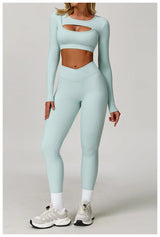 Women's Hollow Out Long Sleeve Yoga Shirt – Gym Workout Running Top