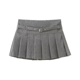 Women's Pleated Belted Skort Shorts