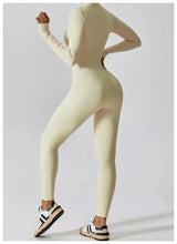 Women Fitness Zipper Long Sleeve Jumpsuit