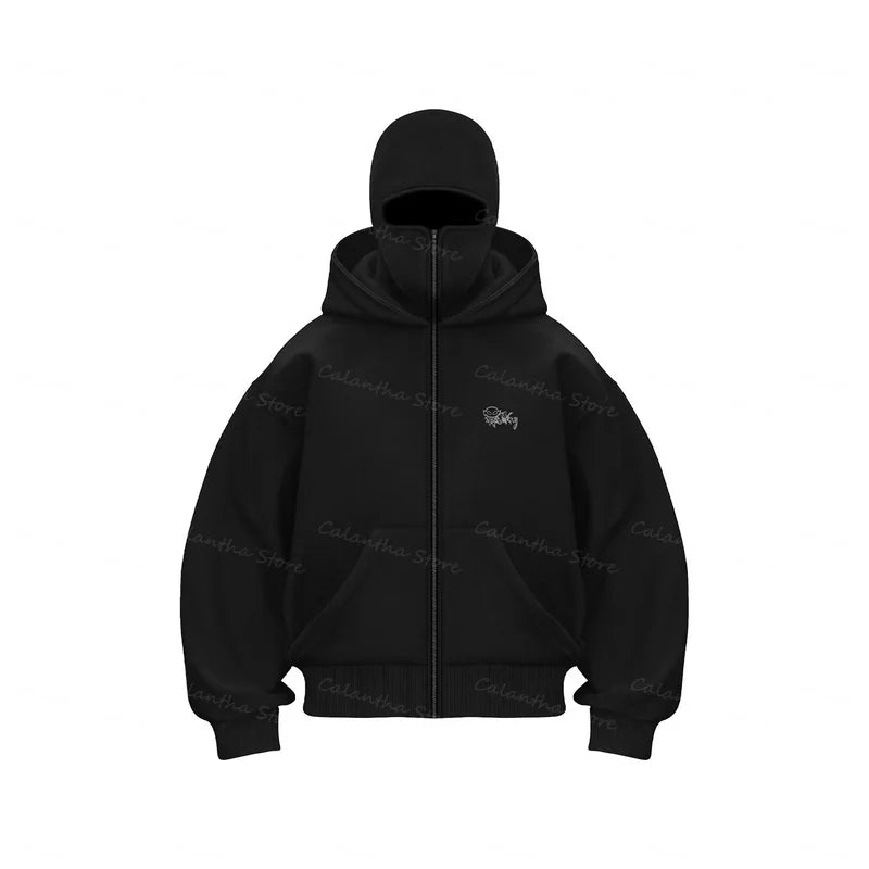Men Balaclava Zip Hoodie Jacket