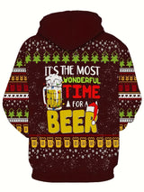 Men's Plus Size Christmas Hoodie – Festive Print