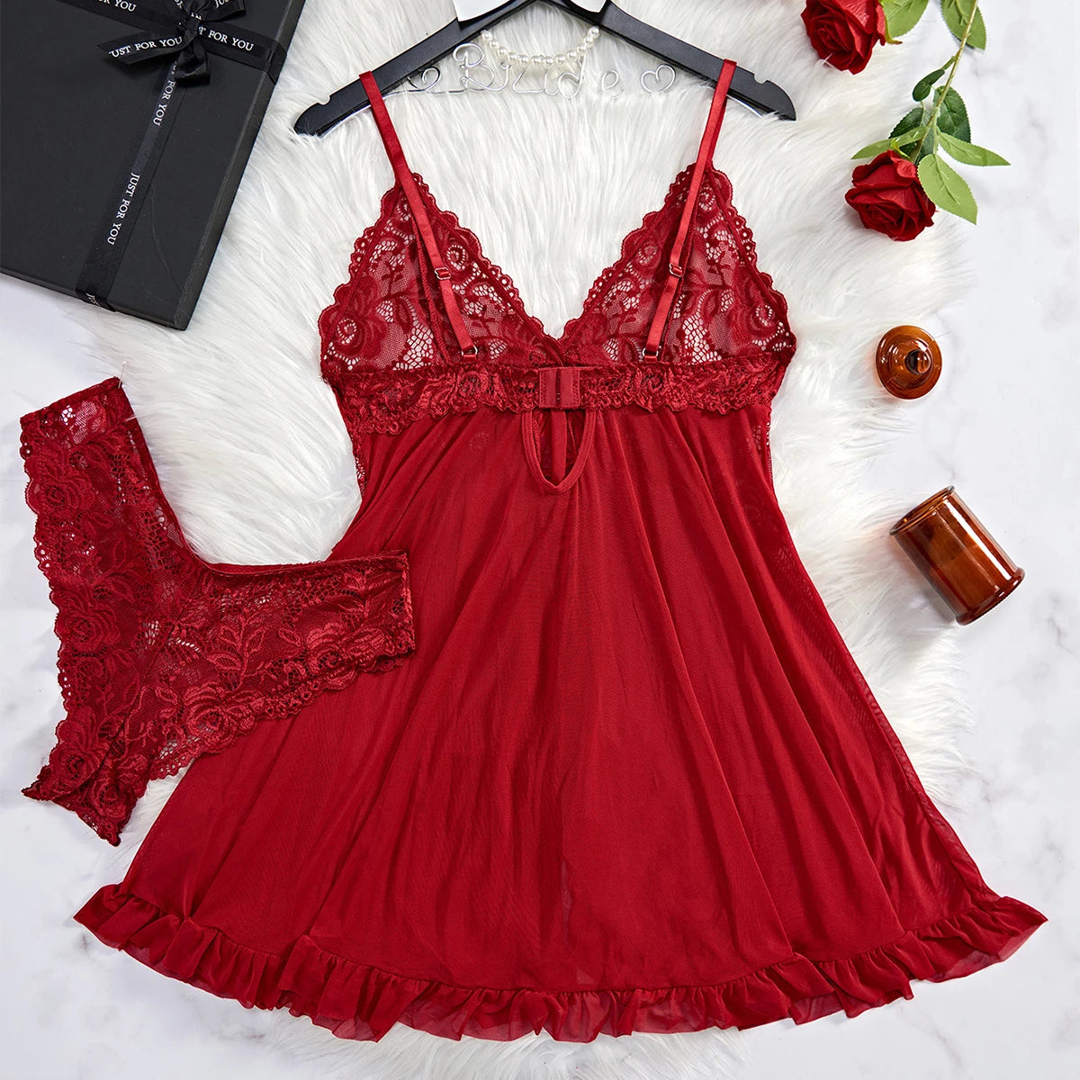 Women Lace See Through Sleep Dress