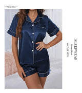 Women Satin Button Down Pajama Set