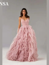 Women Princess Prom Dress Spaghetti Strap Puffy Gown