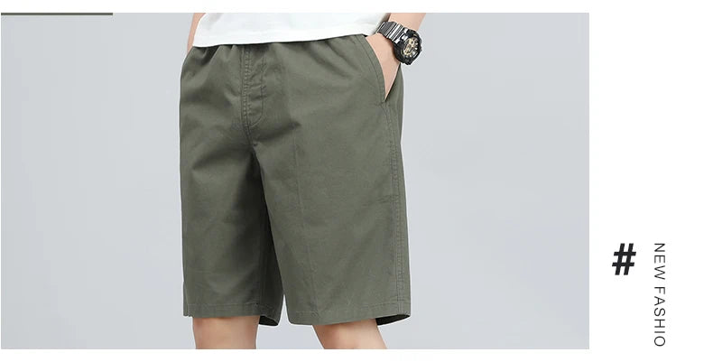 Plus Size Men's Cotton Knee Shorts – Summer Casual