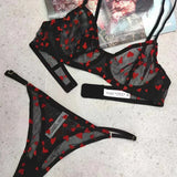Women Mesh Heart Lingerie Set