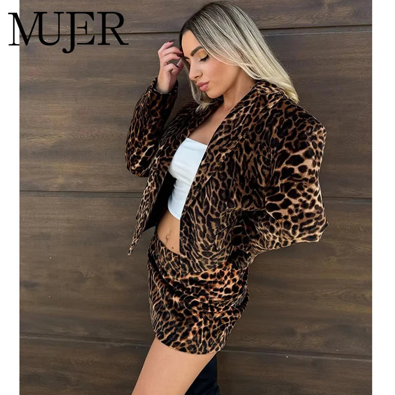Velvra™ – Leopard Velvet Blazer Set (Luxury Print, Office to Evening Fashion)
