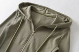 Women Cropped Zip Hoodie Y2K Corset Hem Sweatshirt