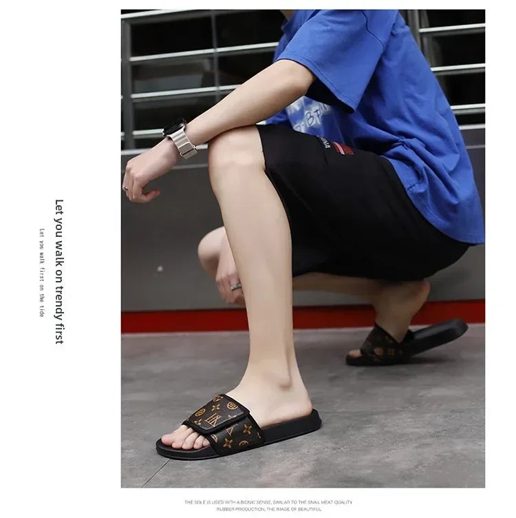 Men Genuine Leather Summer Sandals Slippers