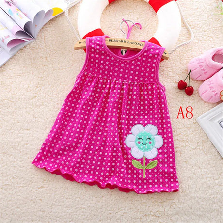 Newborn cotton flower sleeveless dress in vibrant pink, perfect for baby girls aged 0-2 years.