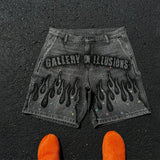 FlameShorts™ – Rhinestone Baggy Shorts (Y2K Flame Street Look)