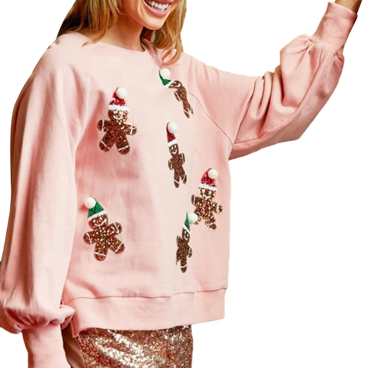 Women's Santa Claus Sequin Sweatshirt