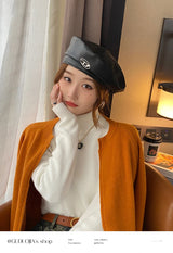 Women's Retro Red Turtleneck Sweater