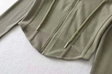 Women Cropped Zip Hoodie Y2K Corset Hem Sweatshirt