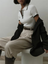 Women's Slim Contrast Knit Pullover