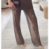 Women Sequin Wide Leg Street Pants