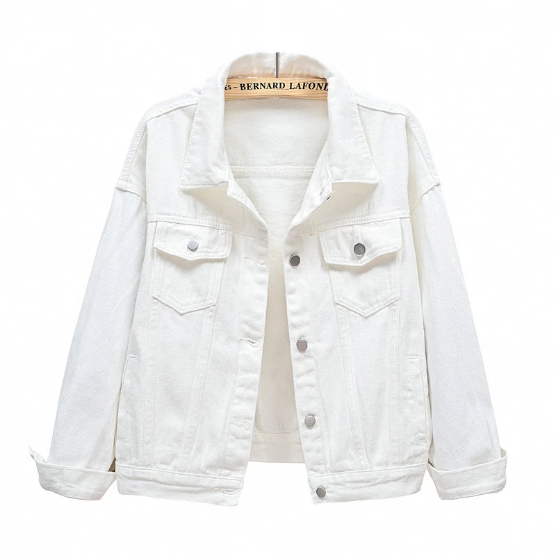 Women’s Pure Color Lapel Denim Jacket
