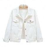 Women’s Pure Color Lapel Denim Jacket