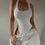 Sleeveless Knit Women's Bodysuit – Off Shoulder Casual Summer Bodycon Top